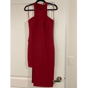Red asymmetrical Charolette Russe Dress Brand New Never Worn Tags On Size Small